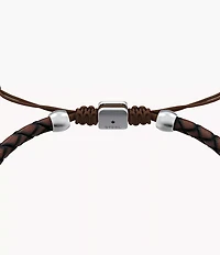 Machine Rondelles Brown Leather Station Bracelet