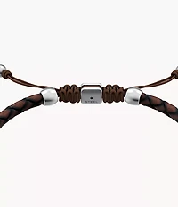 Everett Enamel Brown Leather Station Bracelet