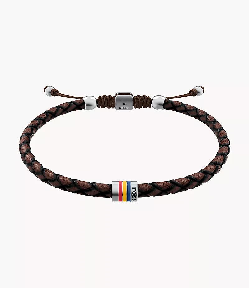 Everett Enamel Leather Station Bracelet