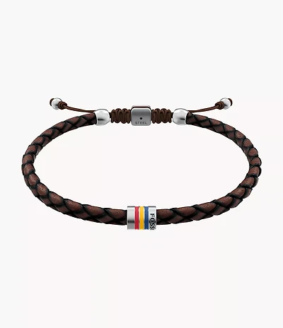 Everett Enamel Leather Station Bracelet