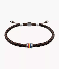 Everett Enamel Leather Station Bracelet