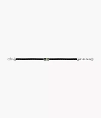 Everett Enamel Black Leather Station Bracelet