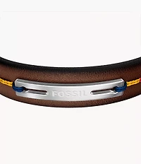 Everett Topstitch Brown Leather Strap Bracelet