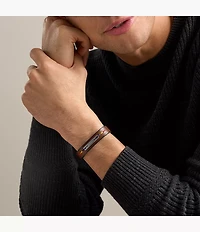 Everett Topstitch Brown Leather Strap Bracelet