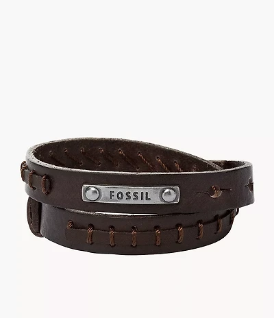 Bronson Vintage Casual Brown Double-Wrap Leather Bracelet