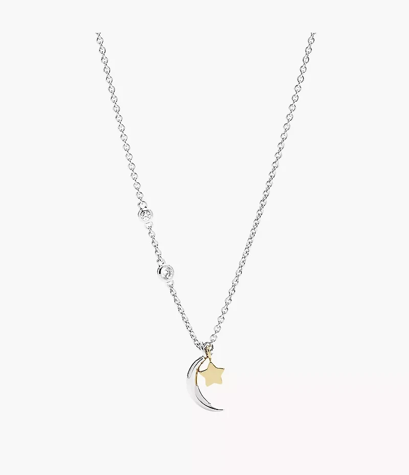 Sterling Silver Star and Crescent Moon Necklace