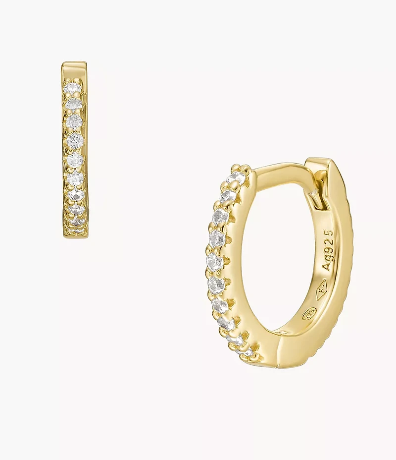 Ellis Pavé Glitz Gold-Tone Sterling Silver Hoop Earrings