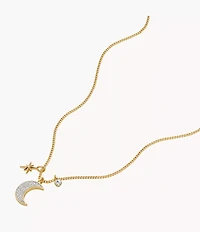 Hazel Night Sky Gold-Tone Brass Moon & Star Pendant Necklace