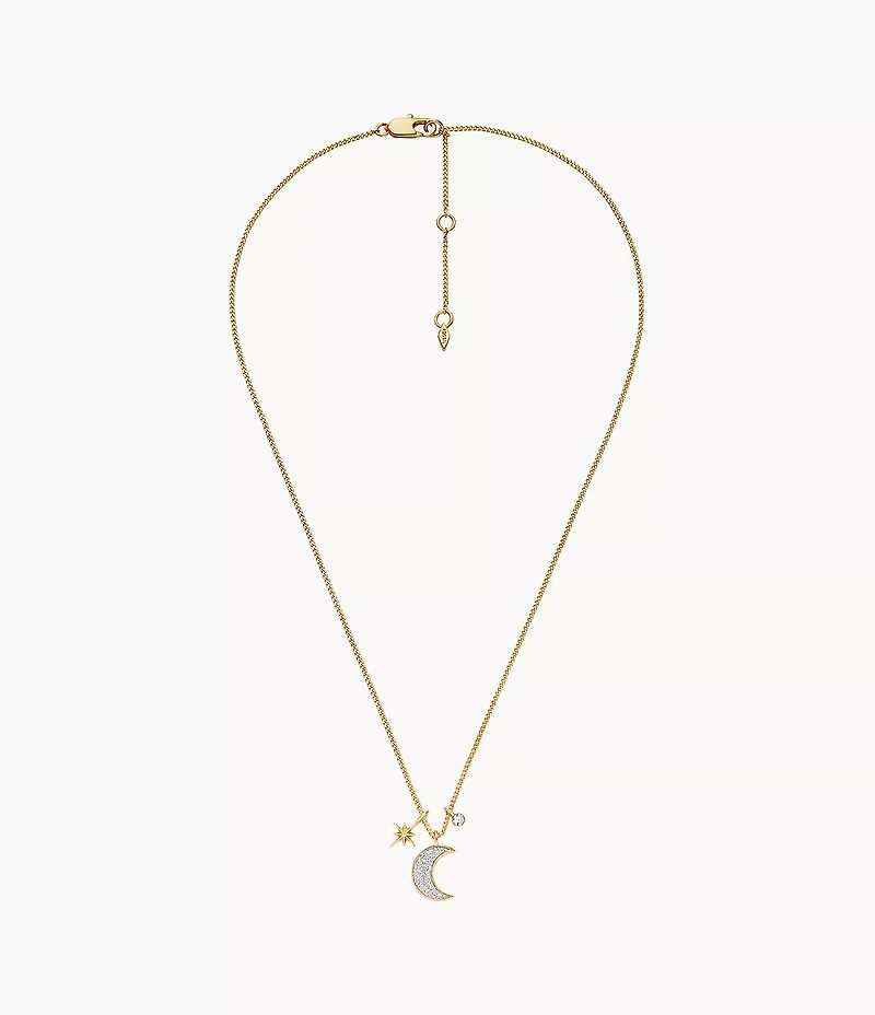 Hazel Night Sky Gold-Tone Brass Moon & Star Pendant Necklace