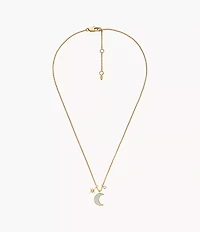 Hazel Night Sky Gold-Tone Brass Moon & Star Pendant Necklace