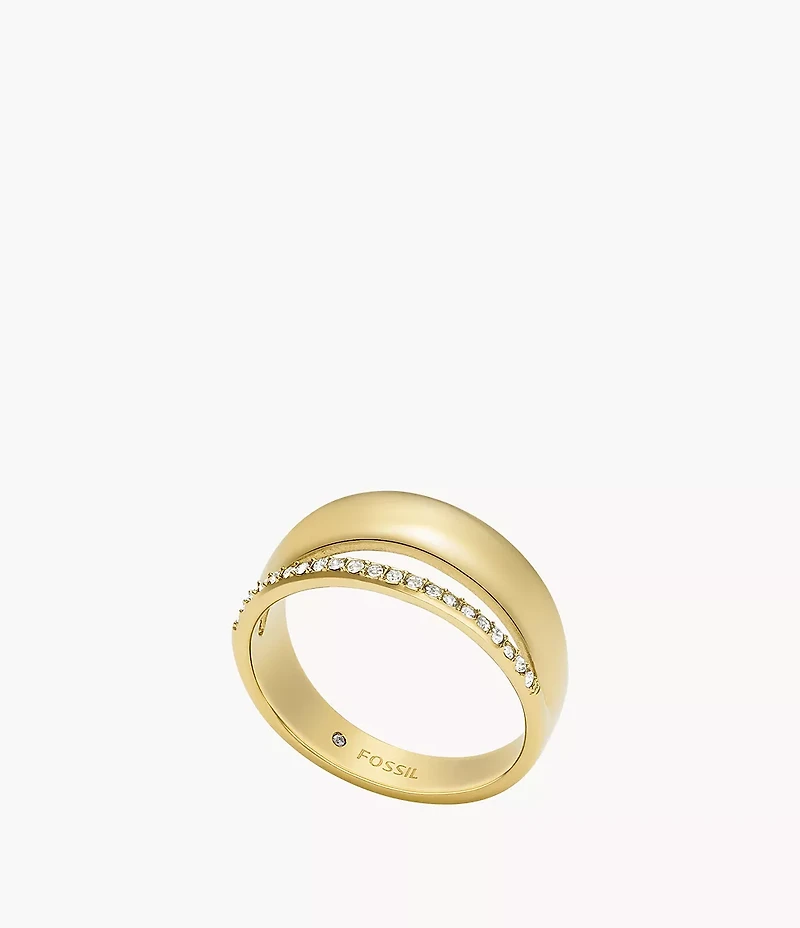 Archival Glitz Gold-Tone Stainless Steel Band Ring