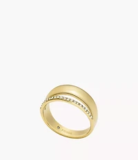Archival Glitz Gold-Tone Stainless Steel Band Ring