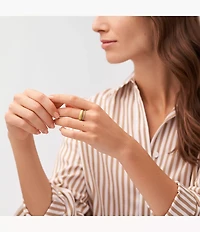 Archival Glitz Gold-Tone Stainless Steel Band Ring