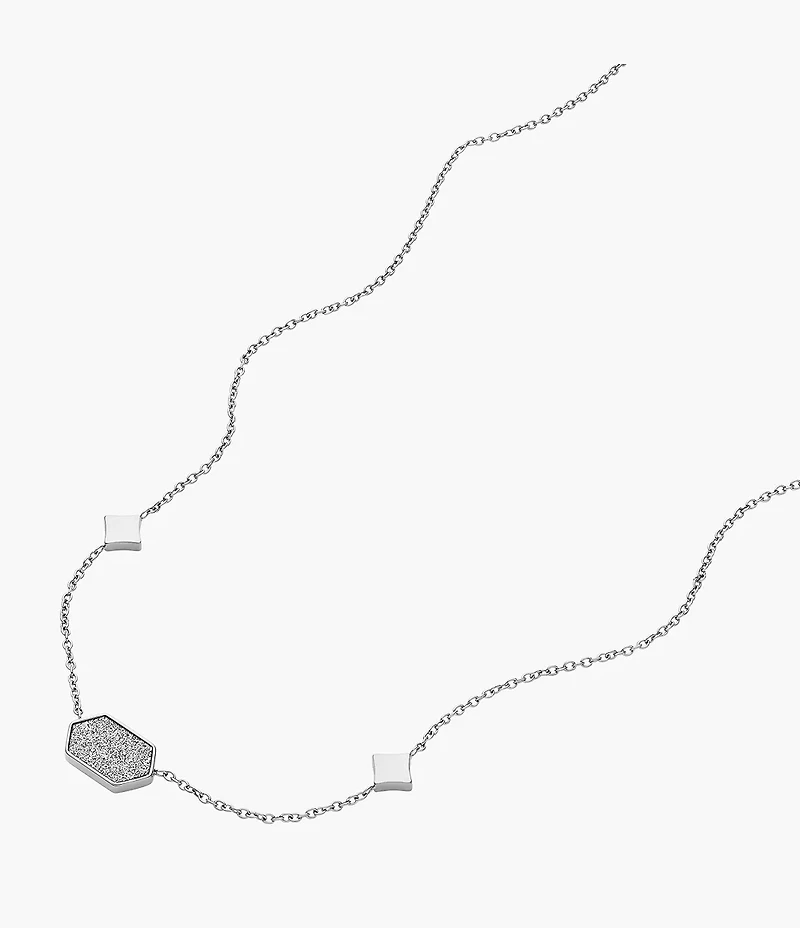 Hazel Paper Glitz Stainless Steel Station Necklace