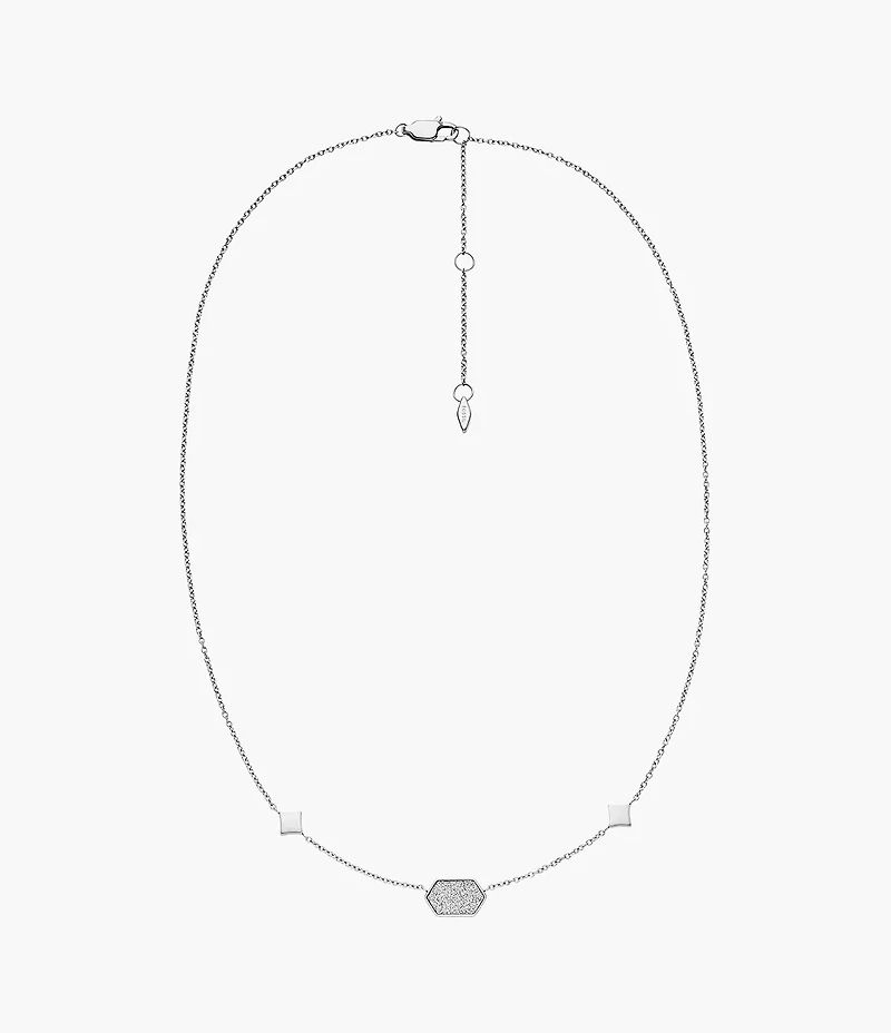 Hazel Paper Glitz Stainless Steel Station Necklace