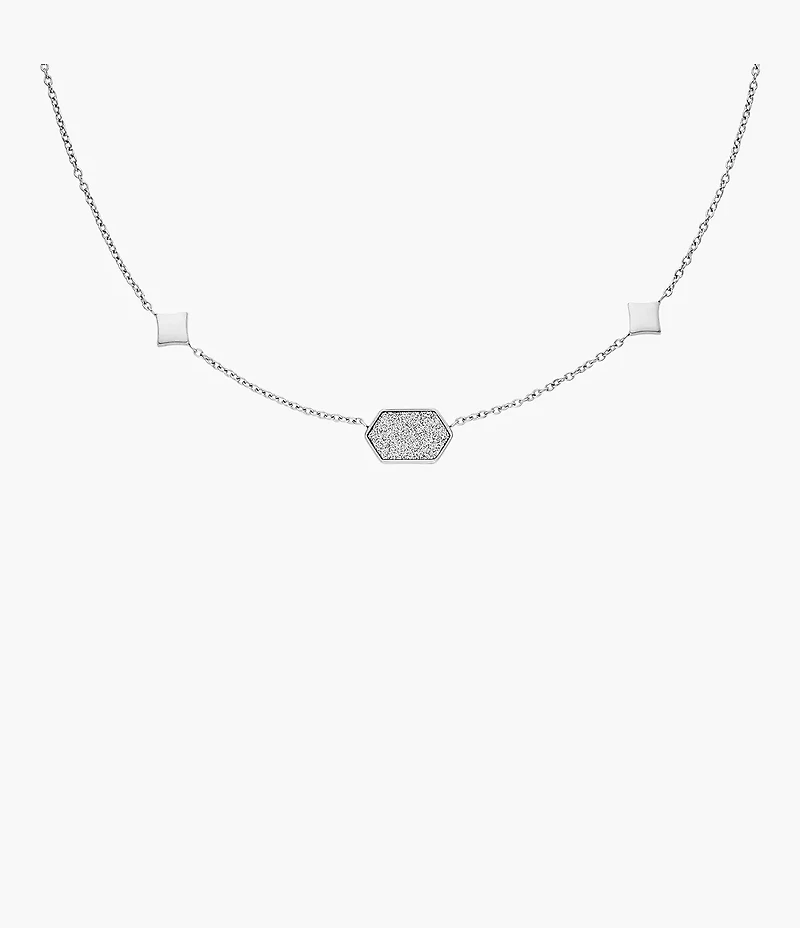 Hazel Paper Glitz Stainless Steel Station Necklace