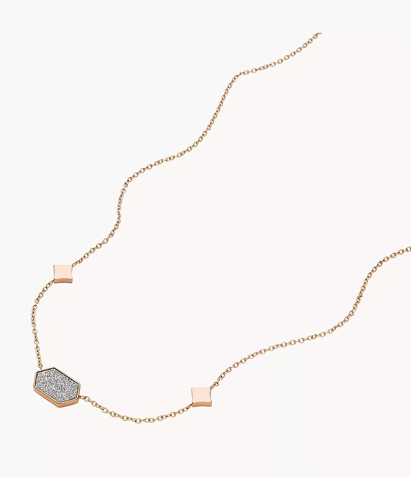 Hazel Paper Glitz Rose Gold-Tone Stainless Steel Station Necklace