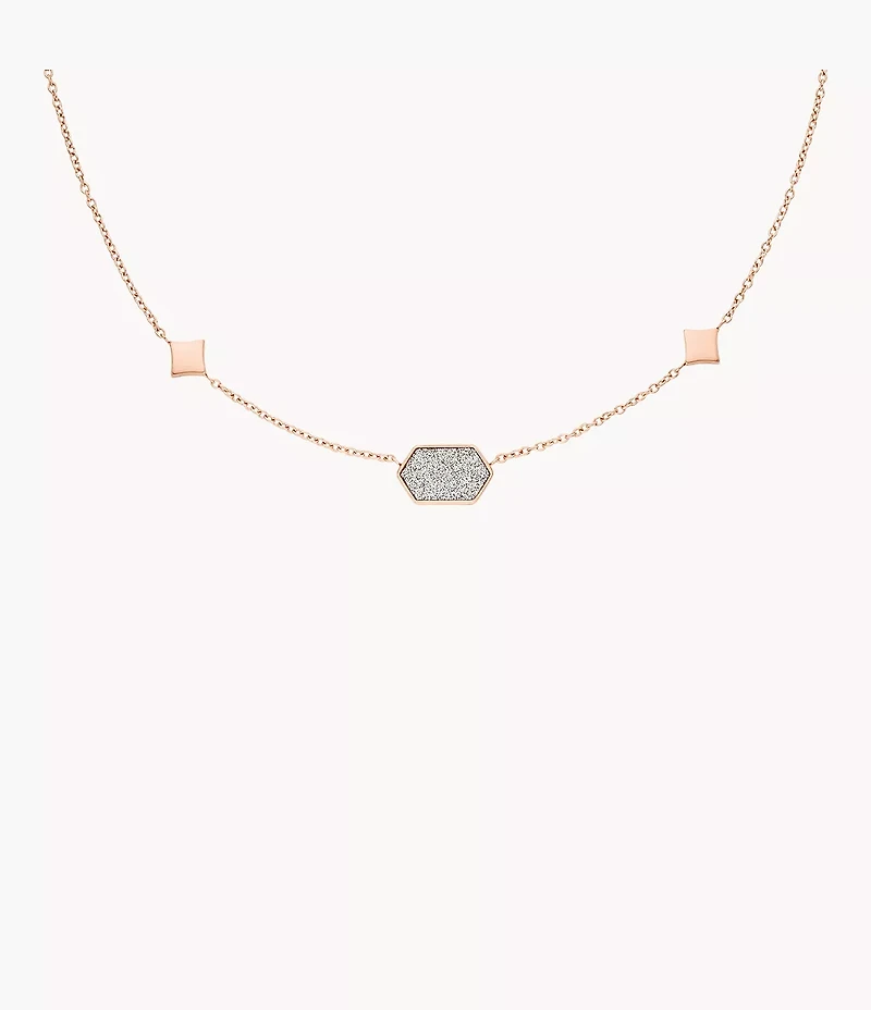 Hazel Paper Glitz Rose Gold-Tone Stainless Steel Station Necklace