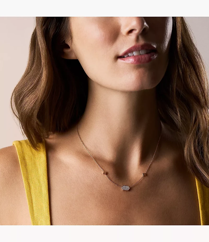 Hazel Paper Glitz Rose Gold-Tone Stainless Steel Station Necklace