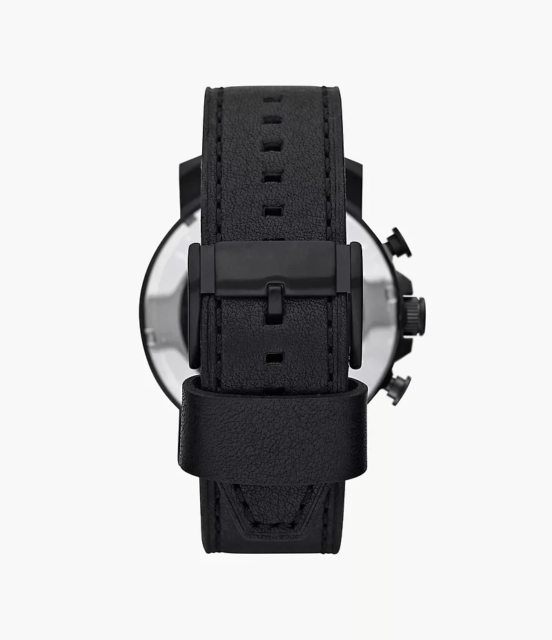 Nate Chronograph Black Leather Watch