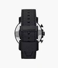 Nate Chronograph Black Leather Watch