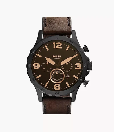 Nate Chronograph Brown Leather Watch