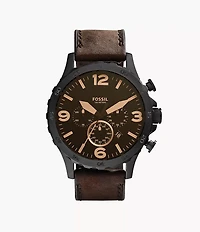 Nate Chronograph Brown Leather Watch