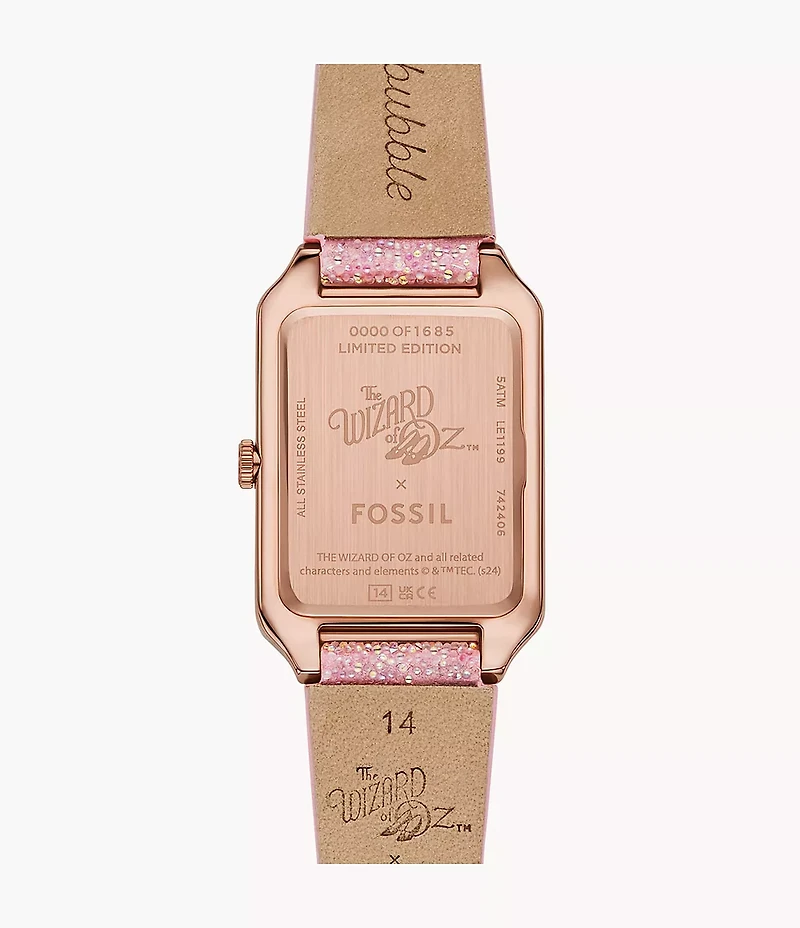 The Wizard of Oz x Fossil Limited Edition Three-Hand Pink Crystal Fabric Watch