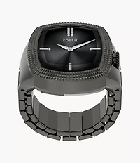 Nick Jonas x Fossil Machine Luxe Grey Vignette Two-Hand Gunmetal Stainless Steel Watch Ring