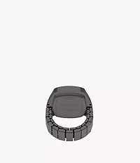 Nick Jonas x Fossil Machine Luxe Grey Vignette Two-Hand Gunmetal Stainless Steel Watch Ring