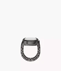 Nick Jonas x Fossil Machine Luxe Grey Vignette Two-Hand Gunmetal Stainless Steel Watch Ring