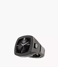 Nick Jonas x Fossil Machine Luxe Grey Vignette Two-Hand Gunmetal Stainless Steel Watch Ring