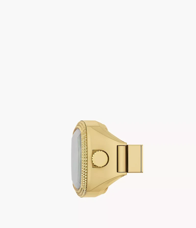 Nick Jonas x Fossil Machine Luxe Green Vignette Two-Hand Gold-Tone Stainless Steel Watch Ring