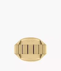 Nick Jonas x Fossil Machine Luxe Green Vignette Two-Hand Gold-Tone Stainless Steel Watch Ring