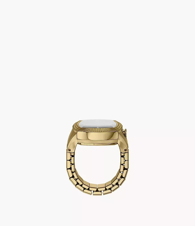 Nick Jonas x Fossil Machine Luxe Green Vignette Two-Hand Gold-Tone Stainless Steel Watch Ring