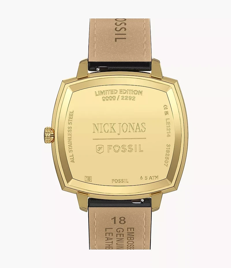 Nick Jonas x Fossil Machine Luxe Three-Hand Black Croco Leather Watch