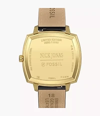 Nick Jonas x Fossil Machine Luxe Three-Hand Black Croco Leather Watch