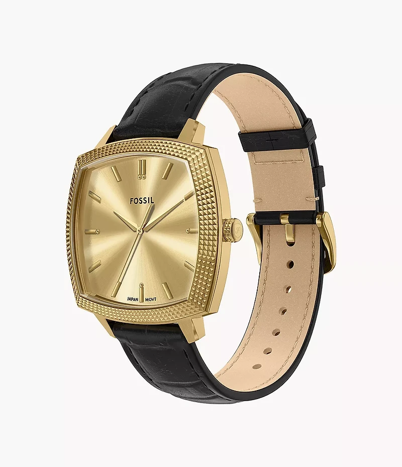 Nick Jonas x Fossil Machine Luxe Three-Hand Black Croco Leather Watch