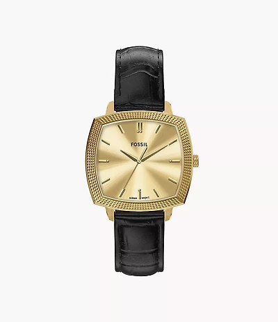 Nick Jonas x Fossil Machine Luxe Three-Hand Black Croco Leather Watch