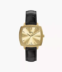 Nick Jonas x Fossil Machine Luxe Three-Hand Black Croco Leather Watch