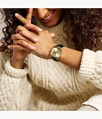 Nick Jonas x Fossil Machine Luxe Three-Hand Black Croco Leather Watch