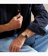 Nick Jonas x Fossil Machine Luxe Three-Hand Black Croco Leather Watch