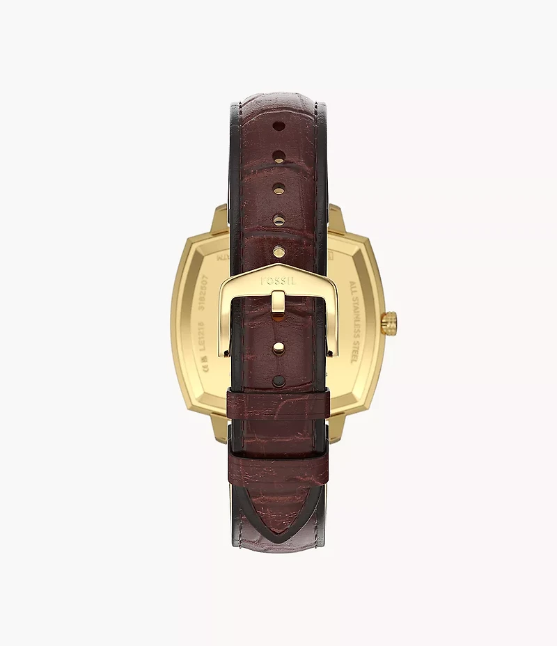 Nick Jonas x Fossil Machine Luxe Blue Vignette Three-Hand Brown Croco Leather Watch