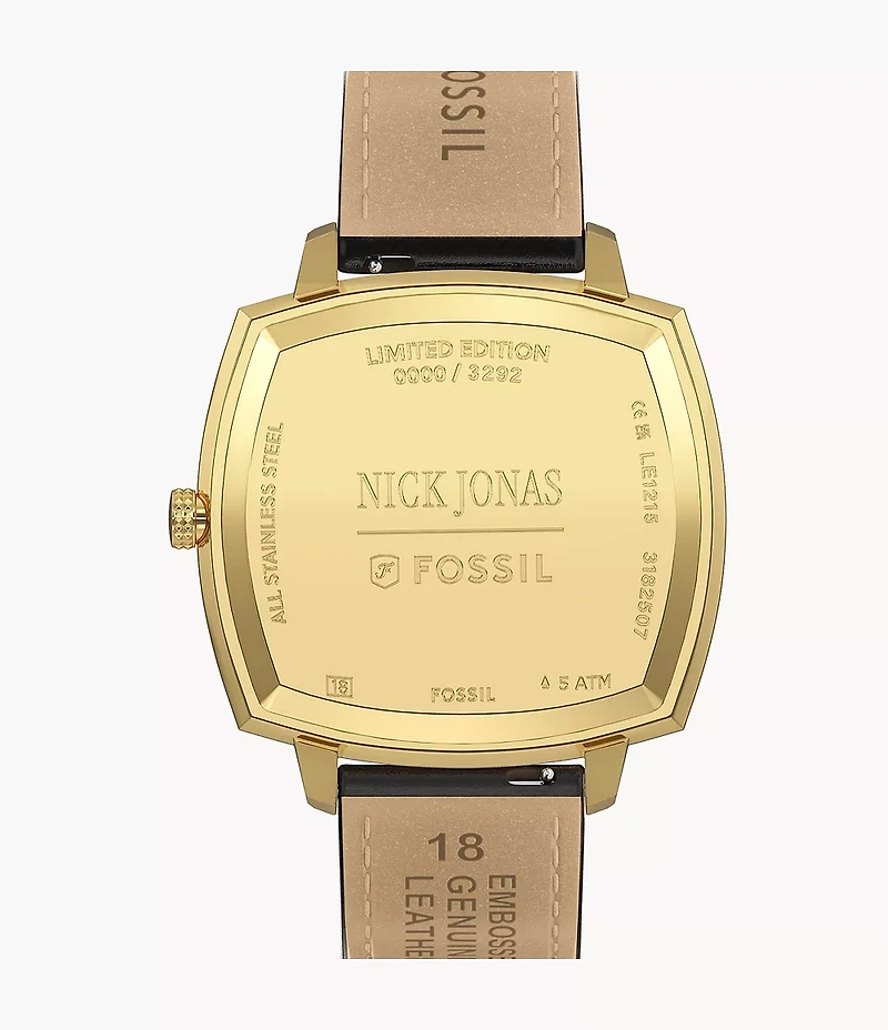 Nick Jonas x Fossil Machine Luxe Blue Vignette Three-Hand Brown Croco Leather Watch