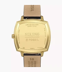 Nick Jonas x Fossil Machine Luxe Blue Vignette Three-Hand Brown Croco Leather Watch