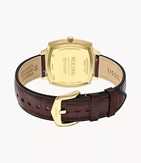 Nick Jonas x Fossil Machine Luxe Blue Vignette Three-Hand Brown Croco Leather Watch