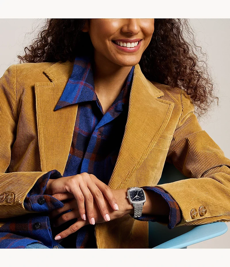 Nick Jonas x Fossil Machine Luxe Aventurine Three-Hand Stainless Steel Watch