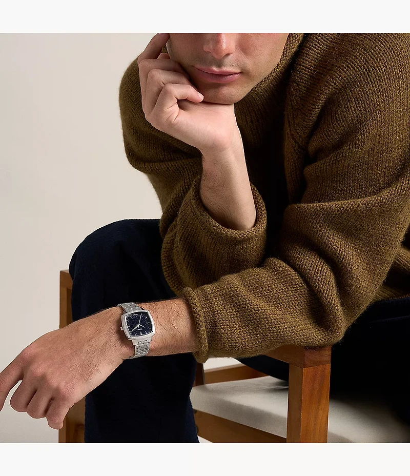 Nick Jonas x Fossil Machine Luxe Aventurine Three-Hand Stainless Steel Watch