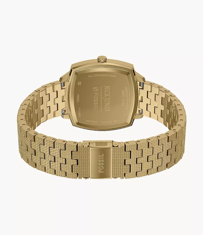Nick Jonas x Fossil Machine Luxe Malachite Three-Hand Gold-Tone Stainless Steel Watch