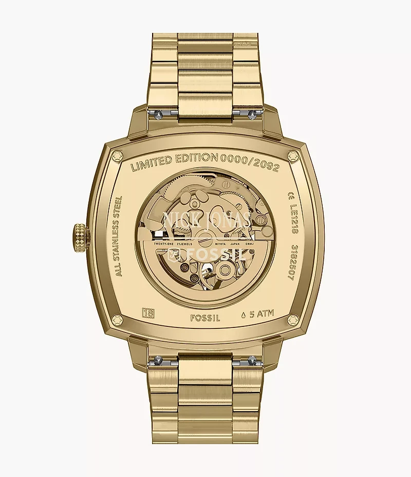 Nick Jonas x Fossil Machine Luxe Automatic Gold-Tone Stainless Steel Watch